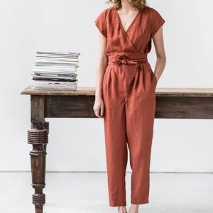 notPERFECTLINEN wrap linen jumpsuit S/M